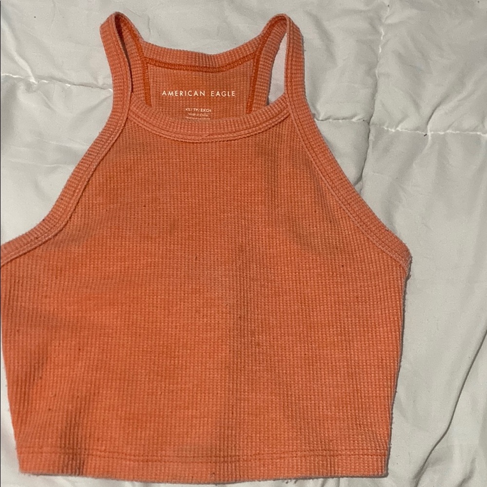 American Eagle Outfitters Women's Orange Ribbed Tank Top